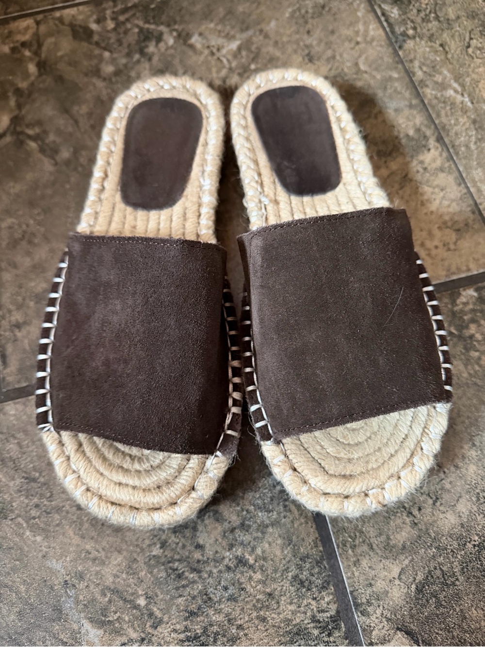Haute Hippie Dark Brown Suede Slide Espadrille Mules
